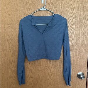 SHEIN Blue Textured Crop Top
